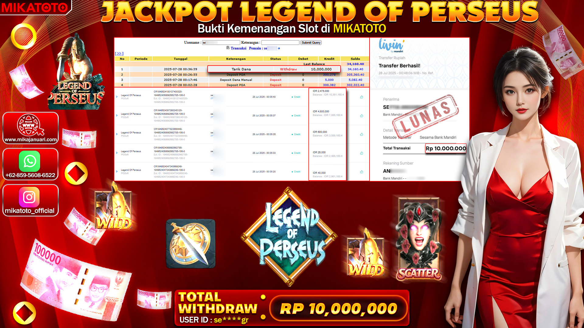 🏆 SELAMAT KEPADA PEMENANG JACKPOT DI  Legend Of Perseus  10,000,000🏆