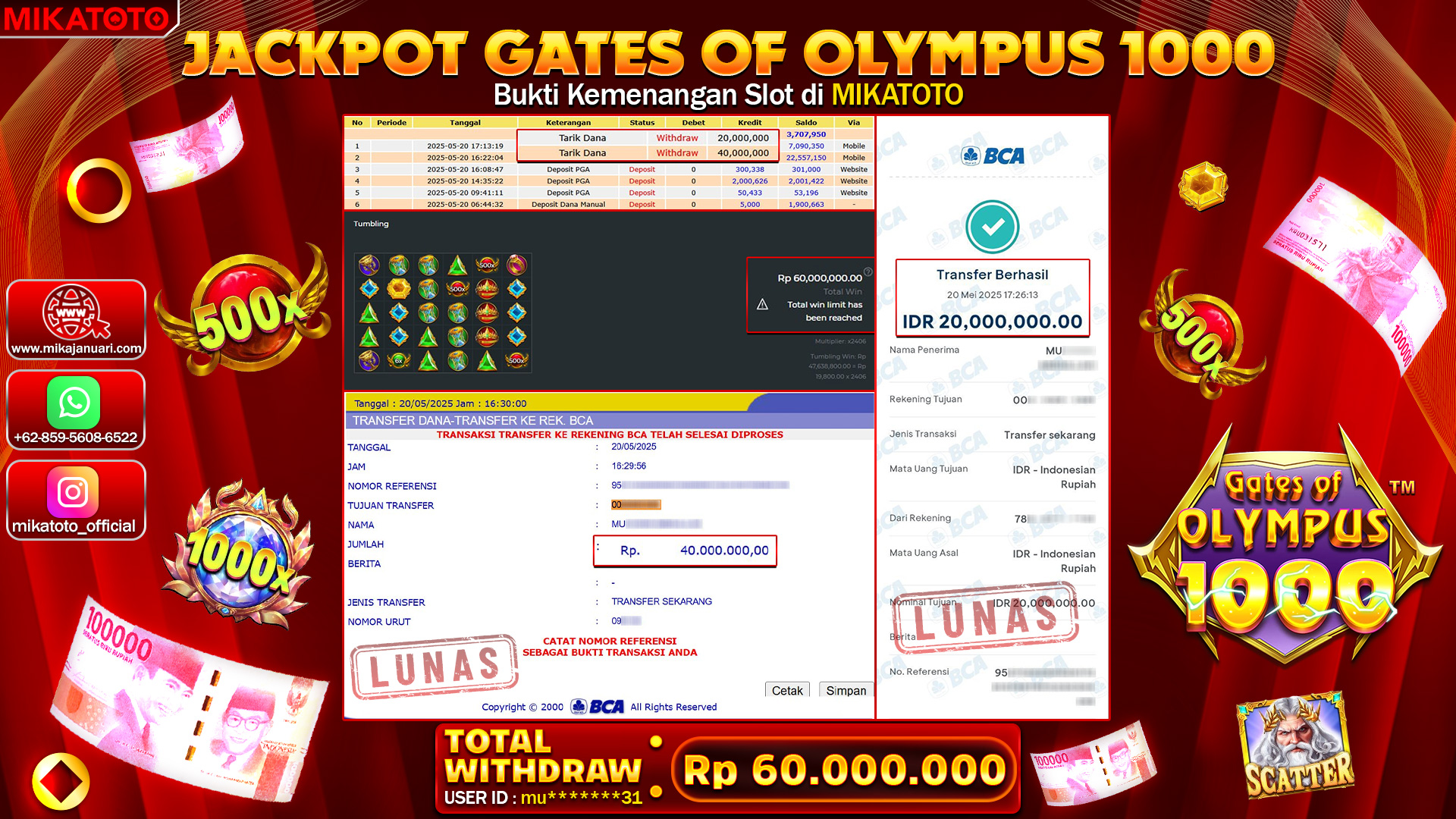 🏆 SELAMAT KEPADA PEMENANG GATES OF OLYMPUS 1000 60.000.000🏆