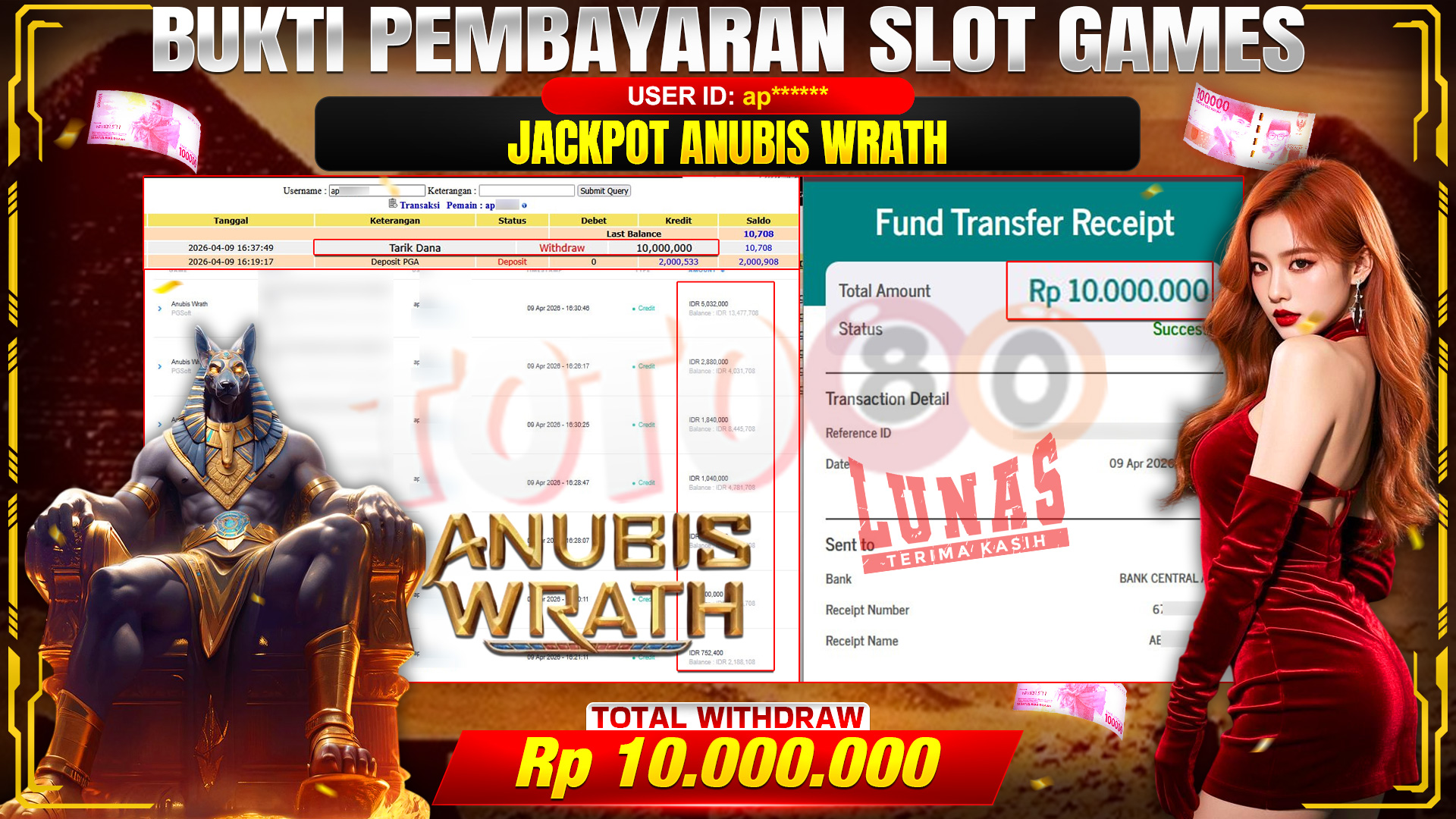 💰🎉 TOTO80 – JACKPOT SLOT ANUBIS WRATH RP. 10,000,000,- TELAH DIBAYARKAN!💰🎉