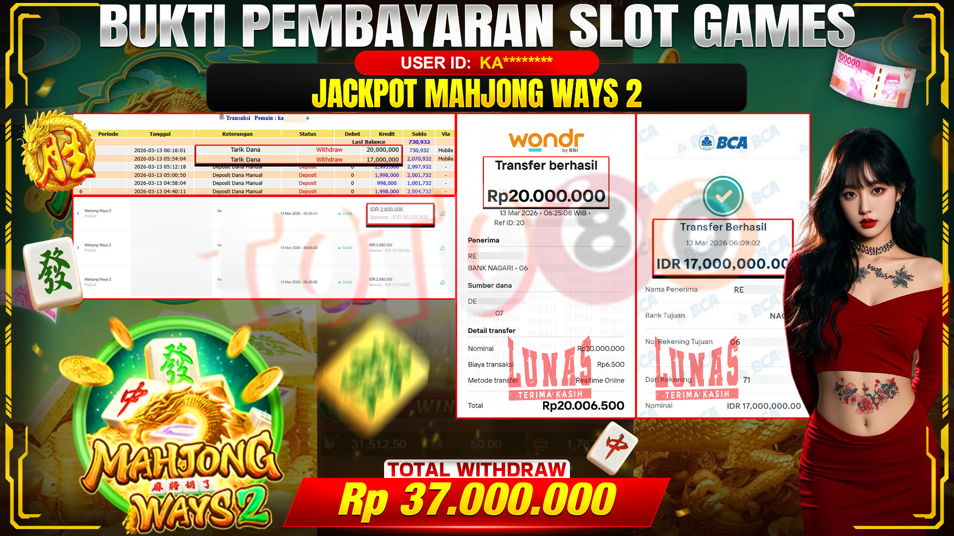🎉 TOTO80 – JACKPOT SLOT MAHJONG WAYS 2 . RP. 37,000,000,- TELAH DIBAYARKAN! 🎉