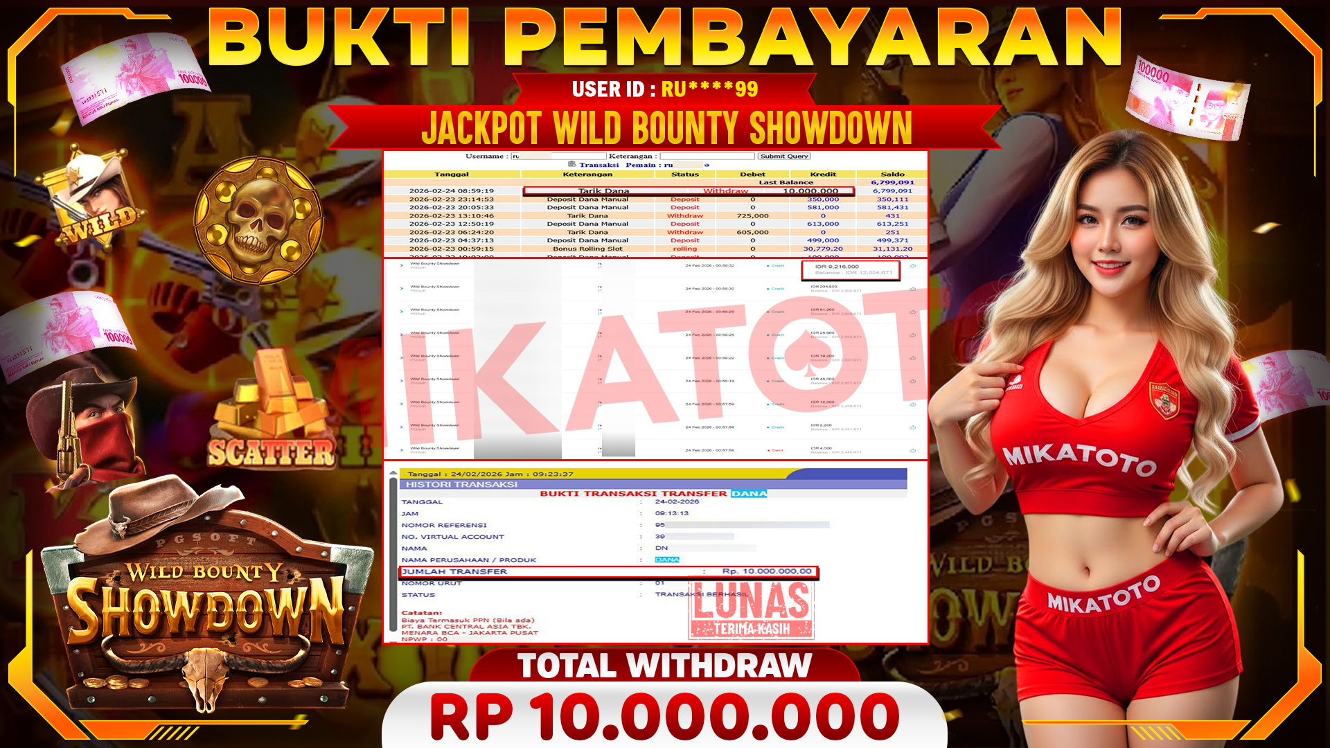 🏆 SELAMAT KEPADA PEMENANG JACKPOT DI Wild Bounty Showdown - PGSoft 10,000.000🏆