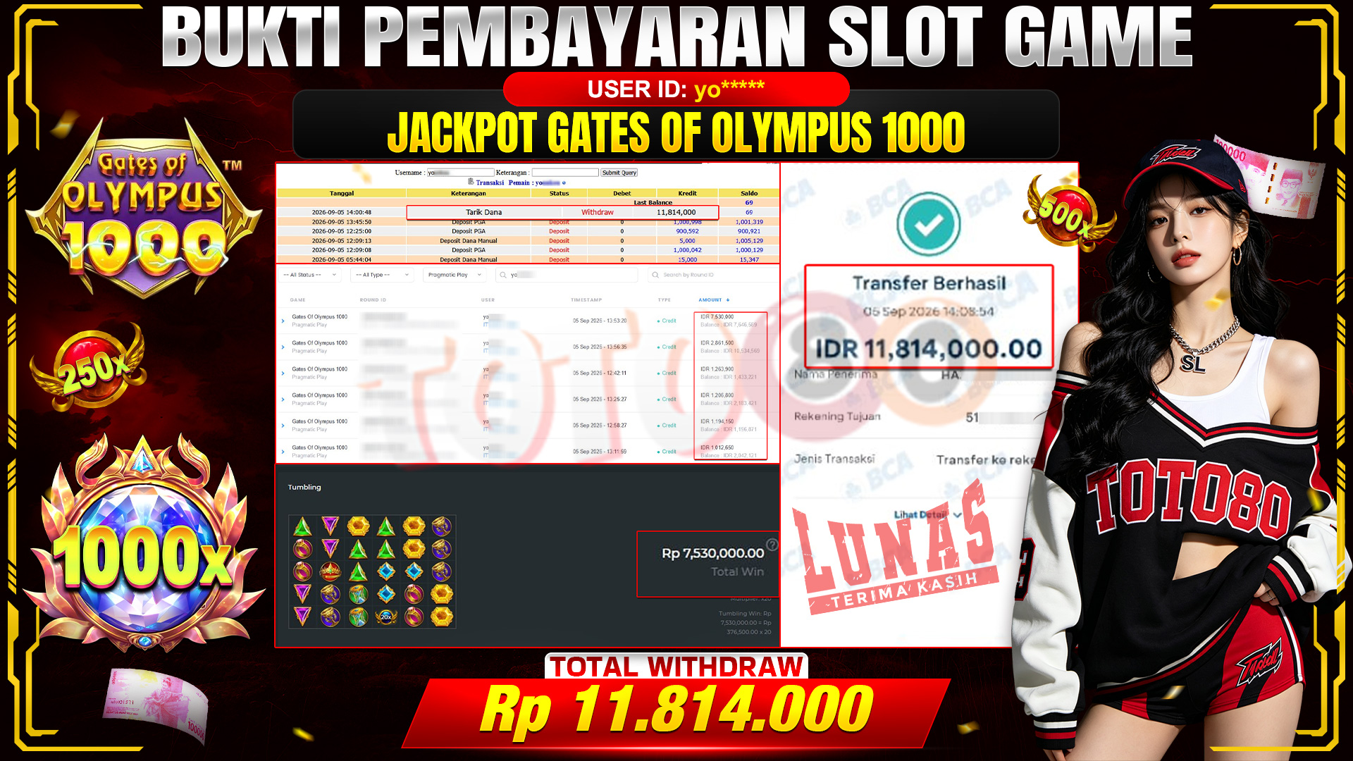 💰🎉 TOTO80 – JACKPOT SLOT GATES OF OLYMPUS 1000 RP. 11,814,000,-  TELAH DIBAYARKAN!💰🎉