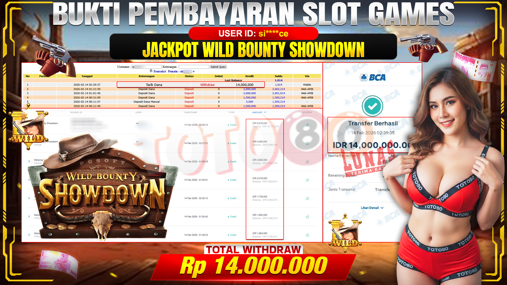 🎉 TOTO80 – JACKPOT SLOT WILD BOUNTY SHOWDOWN. 14,000,000,- TELAH DIBAYARKAN! 🎉