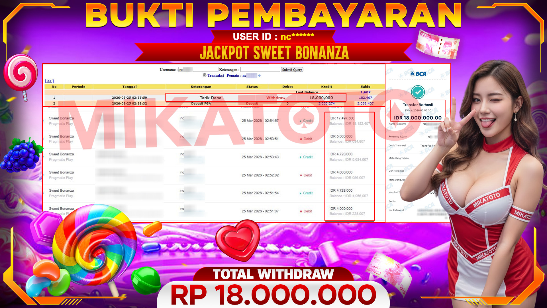 🏆 SELAMAT KEPADA PEMENANG JACKPOT DI Sweet Bonanza - Pragmatic Play 18,000,000🏆