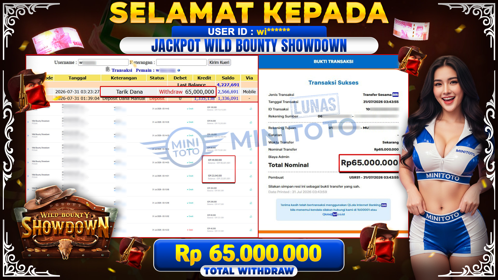 BUKTI JACKPOT WILD BOUNTY SHOWDOWN -PG SOFT