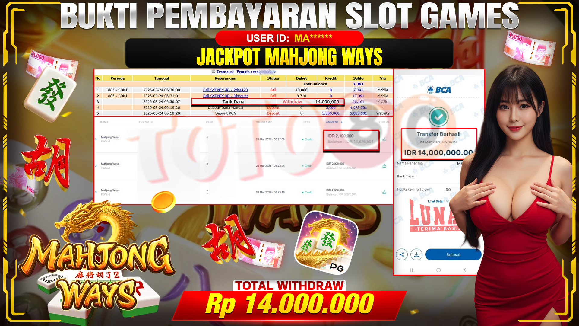 💰🎉TOTO80 – JACKPOT SLOT MAHJONG WAYS  RP. 14,000,000,- TELAH DIBAYARKAN! 💰🎉