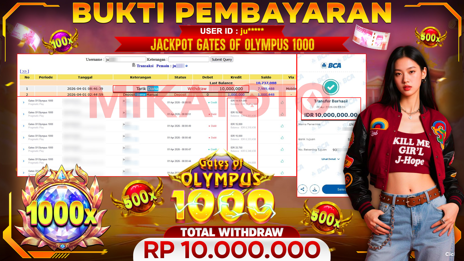 🏆 SELAMAT KEPADA PEMENANG JACKPOT DI Gates Of Olympus 1000 - Pragmatic Play 10,000,000🏆