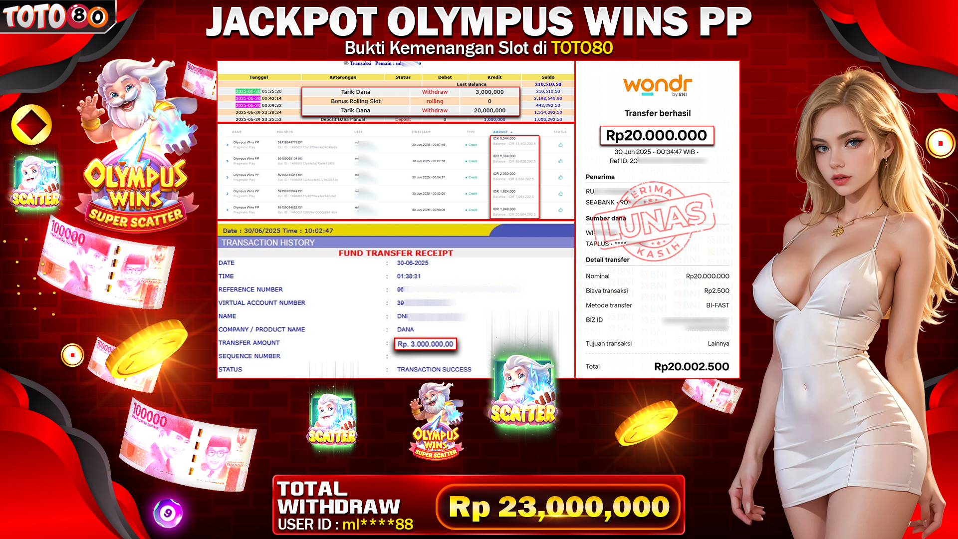 🎉 TOTO80 – JACKPOT SLOT OLYMPUS WINS PP RP.23,000,000,- TELAH DIBAYARKAN!🎉