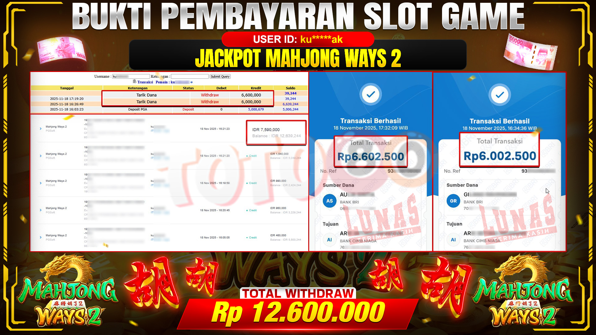 🎉 TOTO80 – JACKPOT SLOT MAHJONG WAYS 2 RP.12,600,000,- TELAH DIBAYARKAN! 🎉