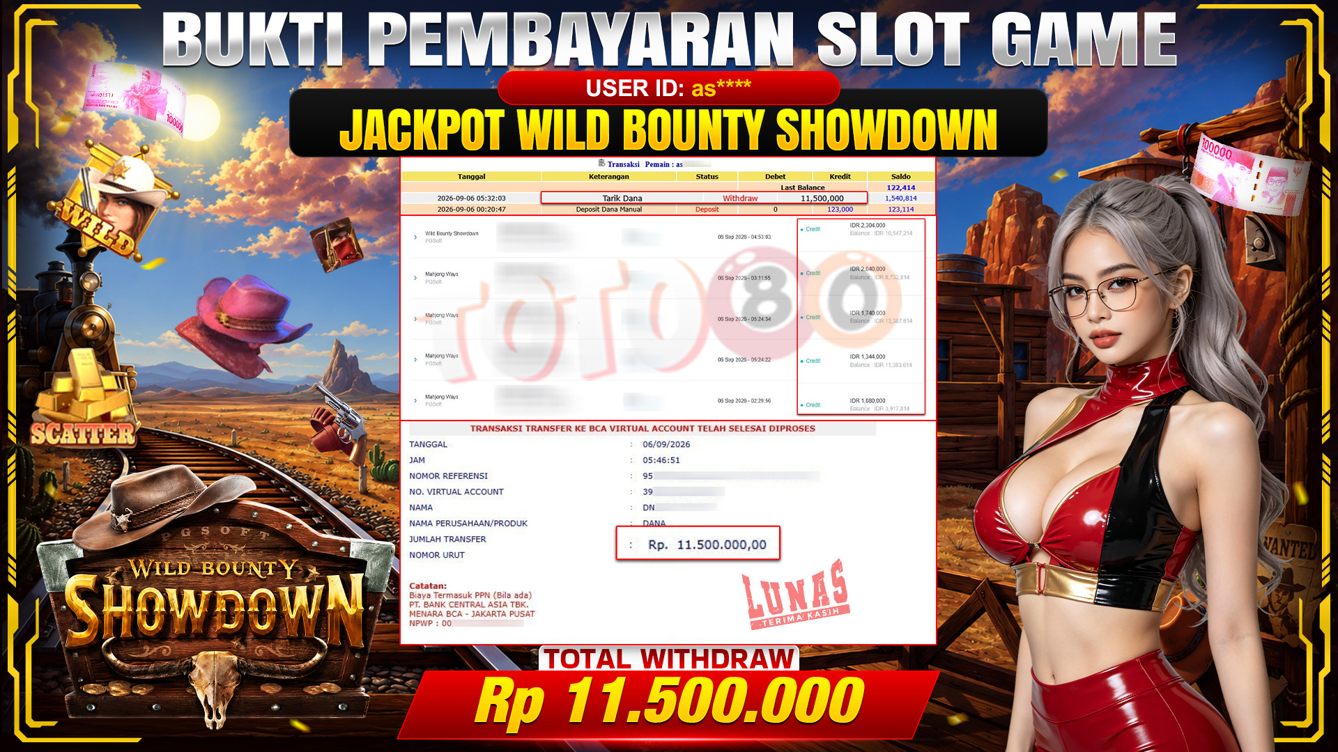 💰🎉 TOTO80 – JACKPOT SLOT WILD BOUNTY SHOWDOWN  RP. 11,500,000,- TELAH DIBAYARKAN!💰🎉