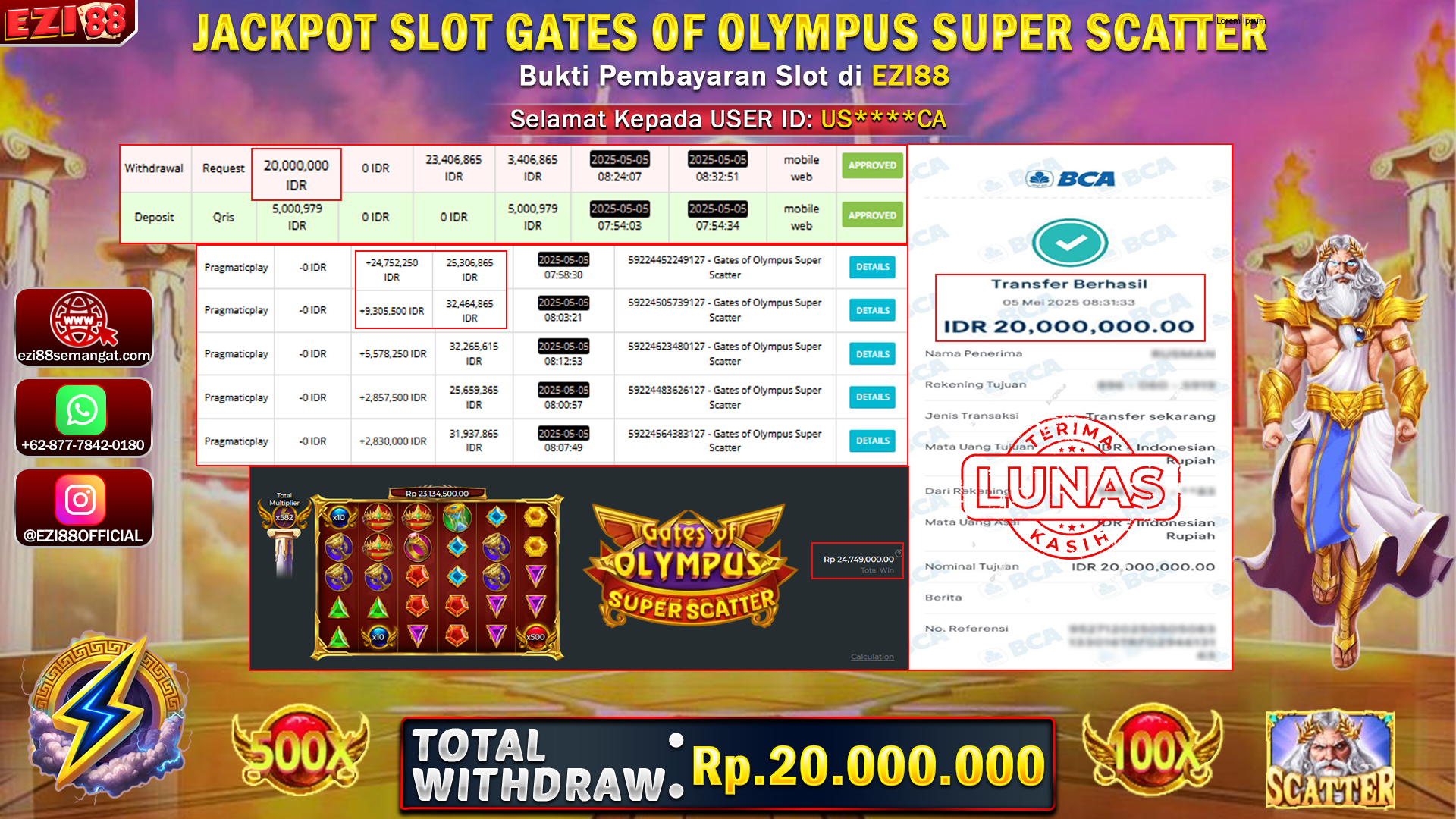 JACKPOT SLOT GATES OF OLYMPUS SUPER SCATTER