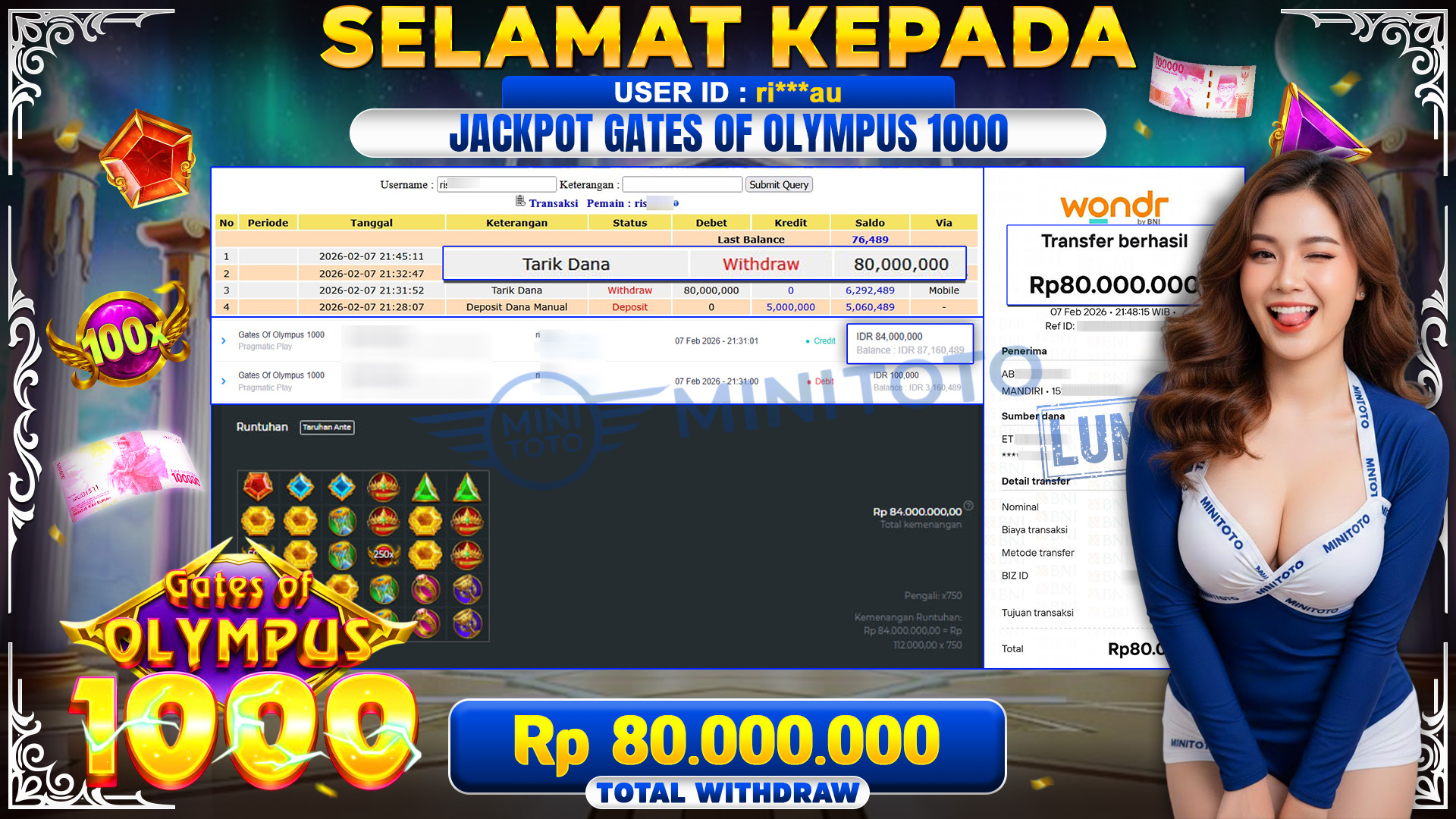 JACPOT Gates Of Olympus 1000 -  Pragmatic Play