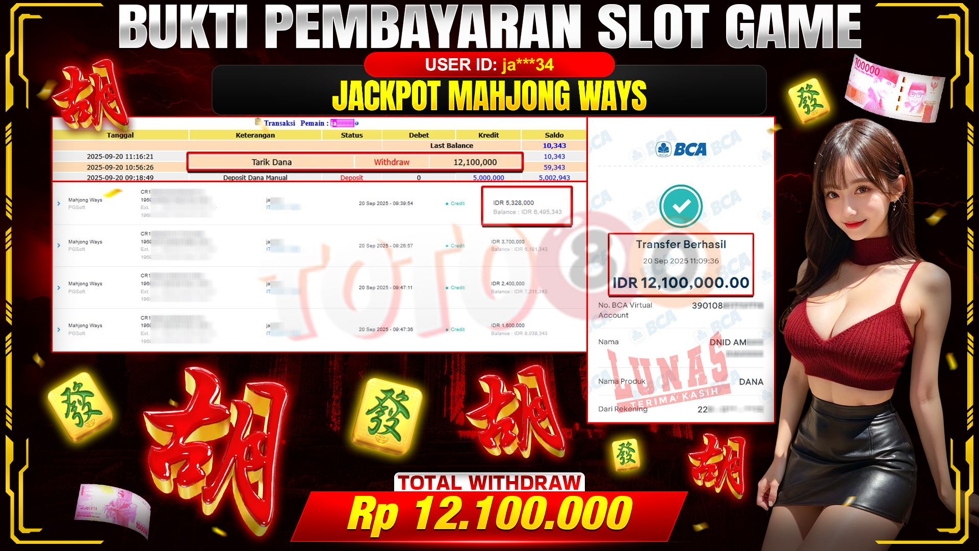 🎉 TOTO80 – JACKPOT MAHJONG WAYS RP.12,100,000,- TELAH DIBAYARKAN! 🎉