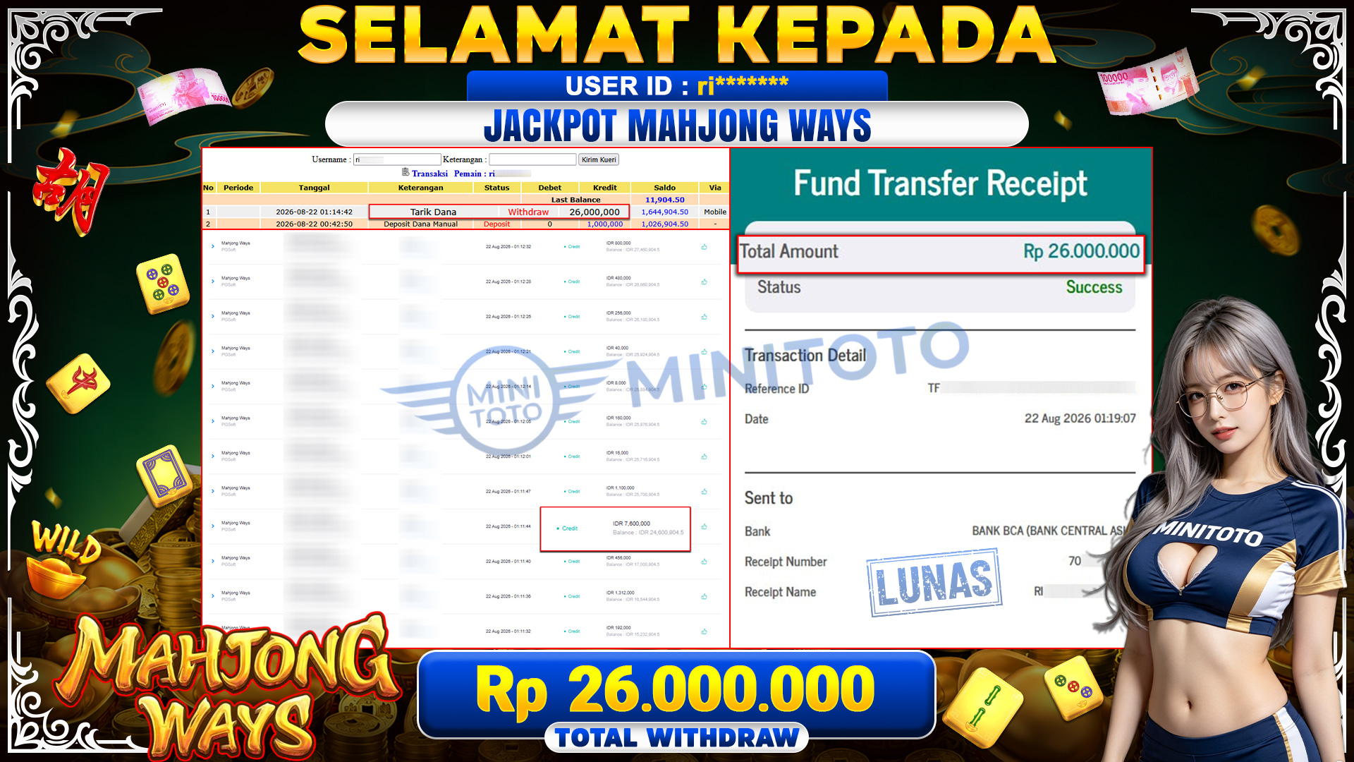 BUKTI JACKPOT MAHJONG WAYS - PG SOFT