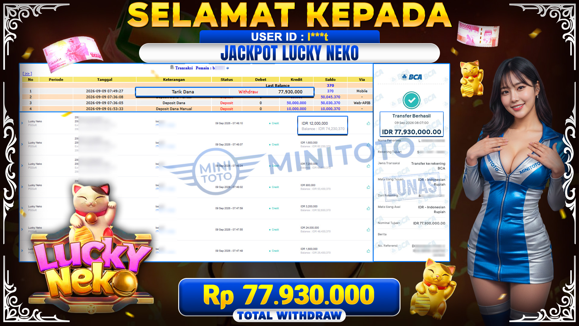 BUKTI JACKPOT LUCKY NEKO - PGSOFT