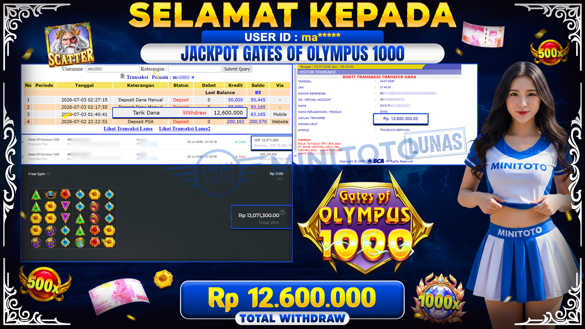 BUKTI JACKPOT MAHJONG GATES OF OLYMPUS 1000