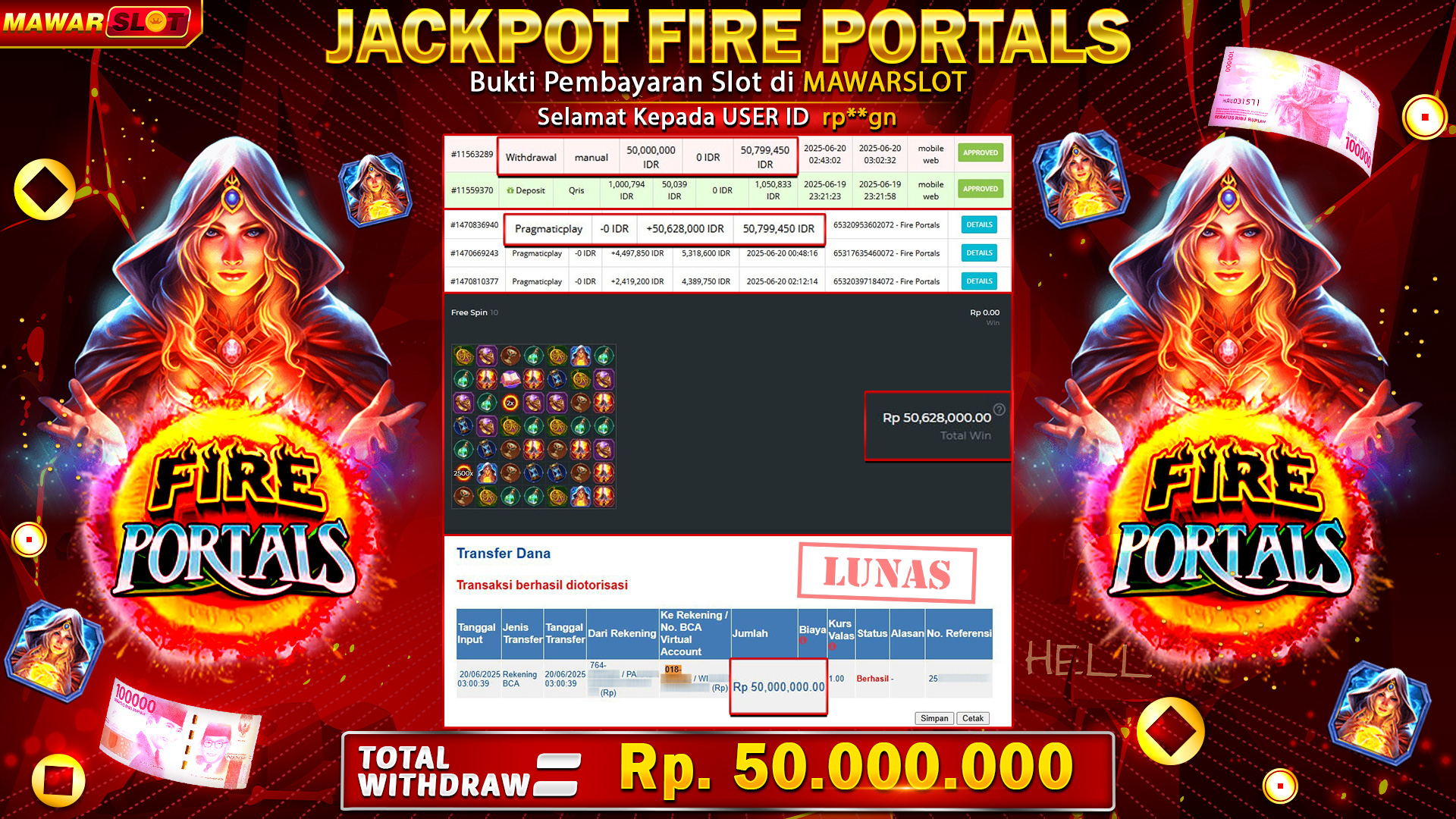 Jackpot Fire Portals: Total Cuan Rp50.000.000 Dibayar Langsung LUNAS! 