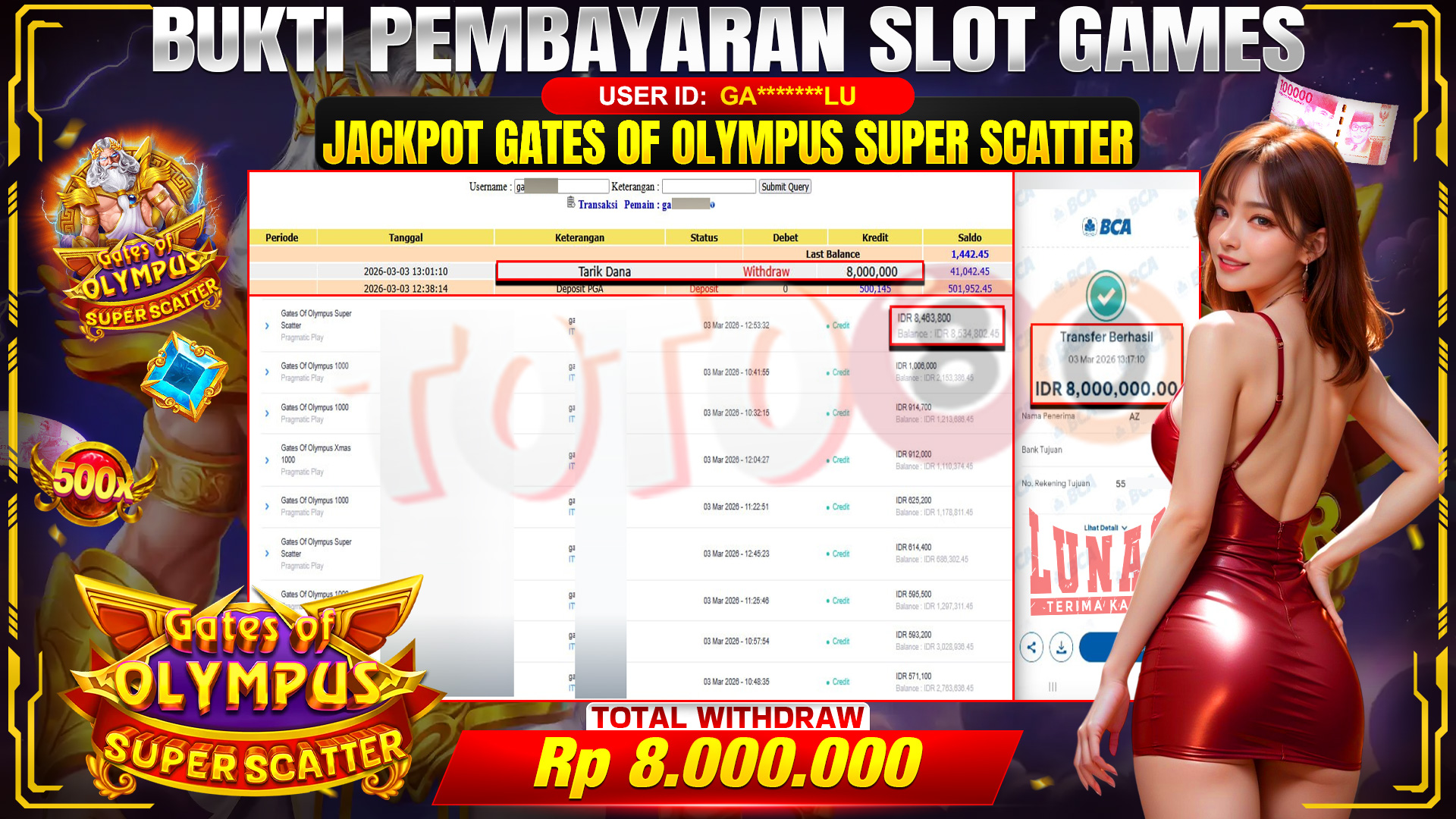 🎉TOTO80 – JACKPOT SLOT GATES OF OLYMPUS SUPER SCATTER RP. 8,000,000,- TELAH DIBAYARKAN! 🎉