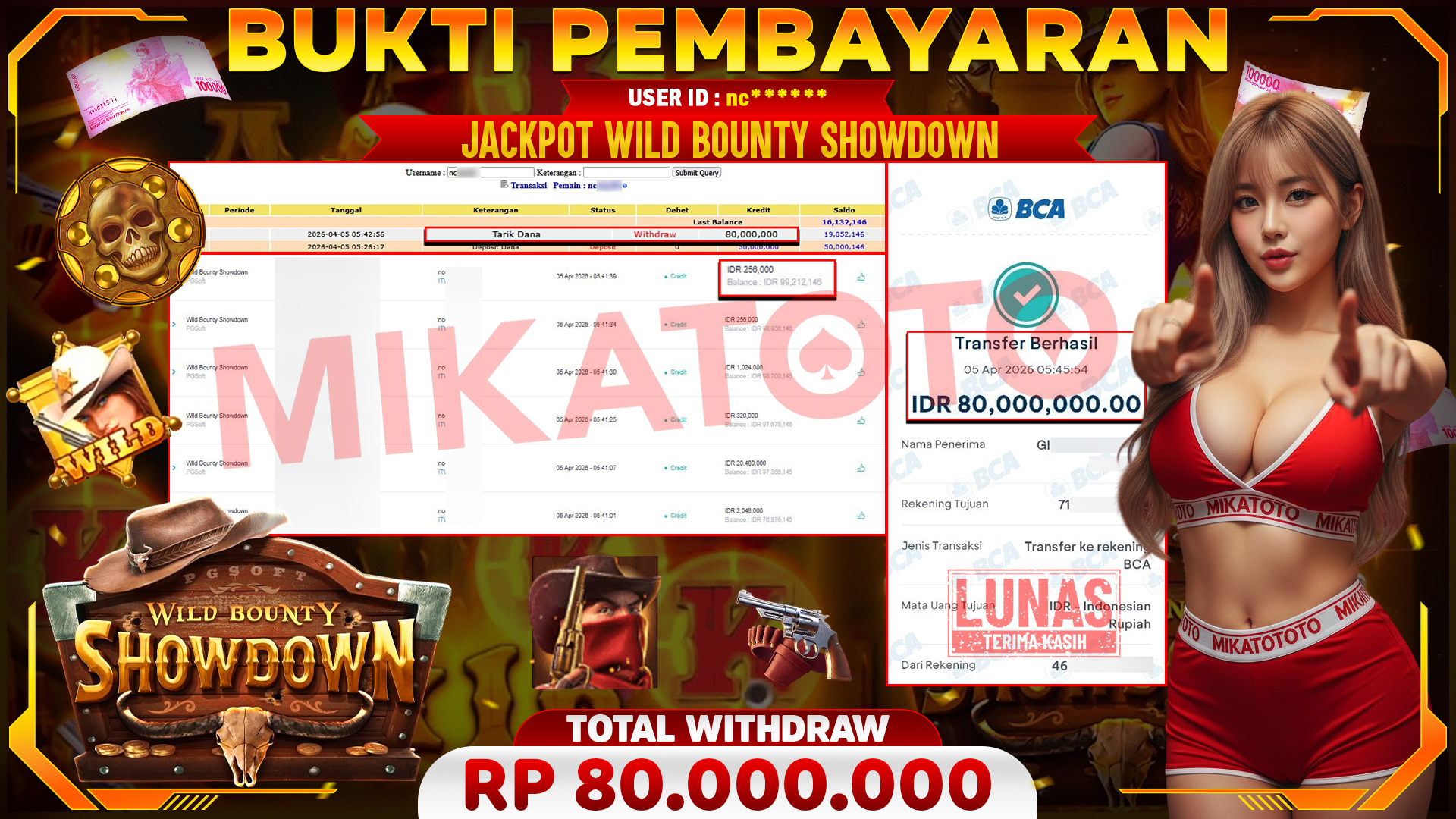 🏆 SELAMAT KEPADA PEMENANG JACKPOT DI Wild Bounty Showdown - PGSoft 80,000,000🏆