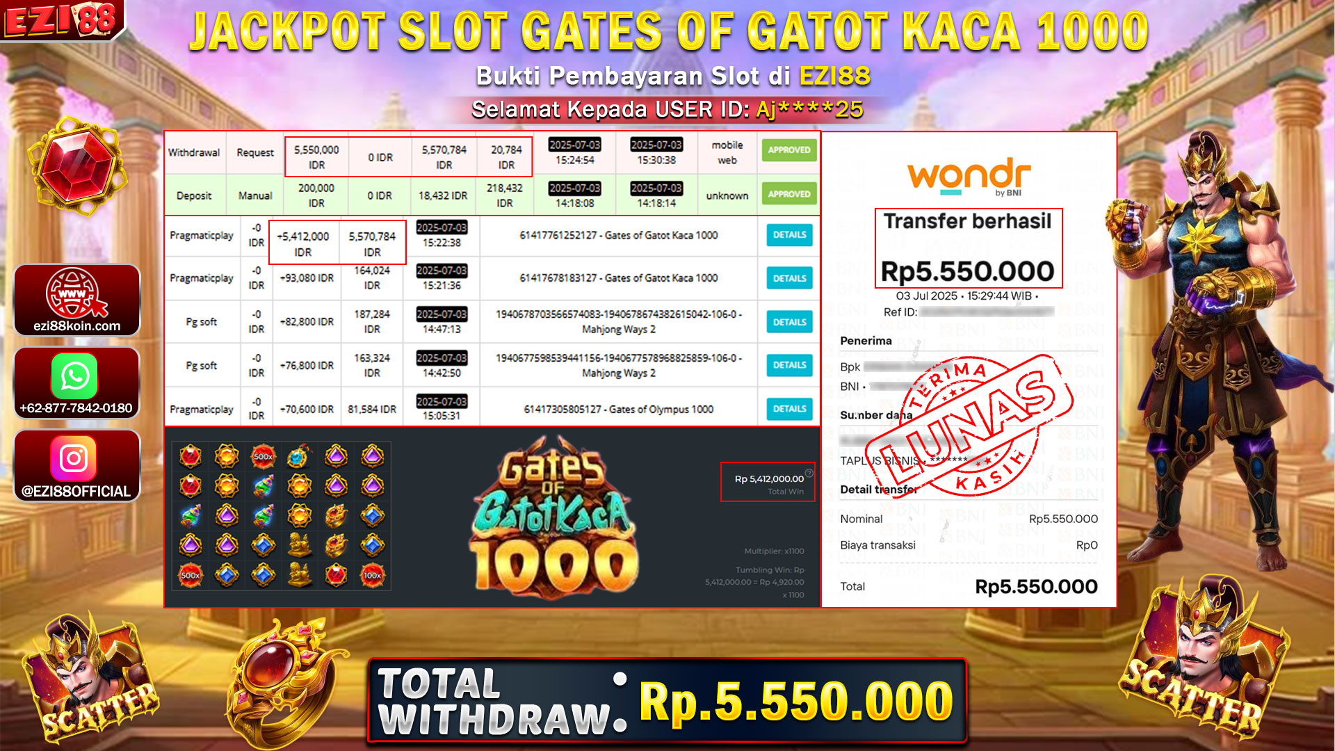 JACKPOT SLOT GATES OF GATOT KACA 1000