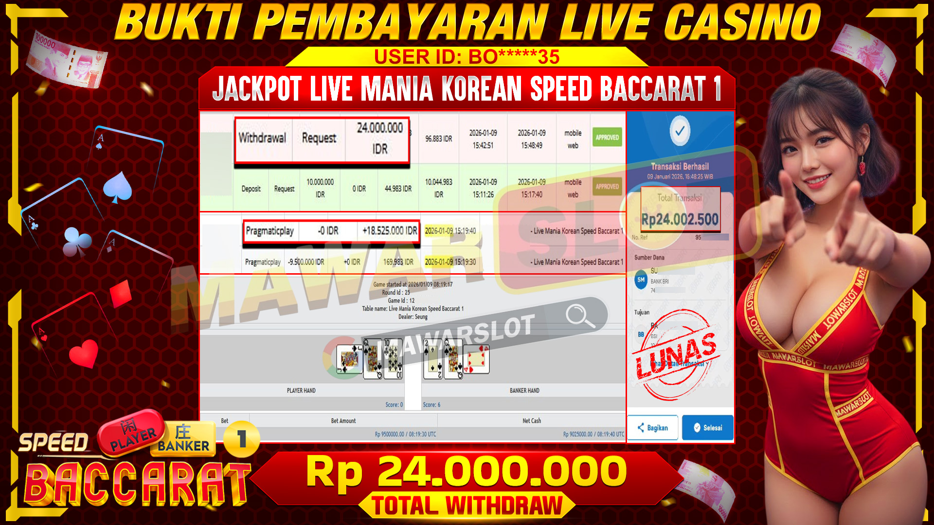 Jackpot Fantastis Live Mania Korean Speed Baccarat 1