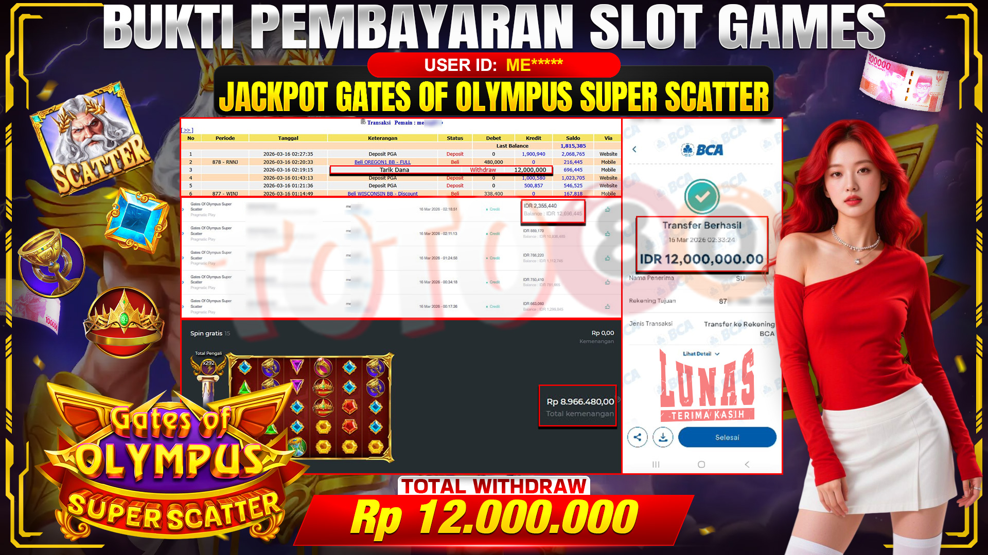 🎉💰 TOTO80 – JACKPOT SLOT GATES OF OLIMPUS SUPER SCATTER  RP. 12,000,000,- TELAH DIBAYARKAN! 🎉💰