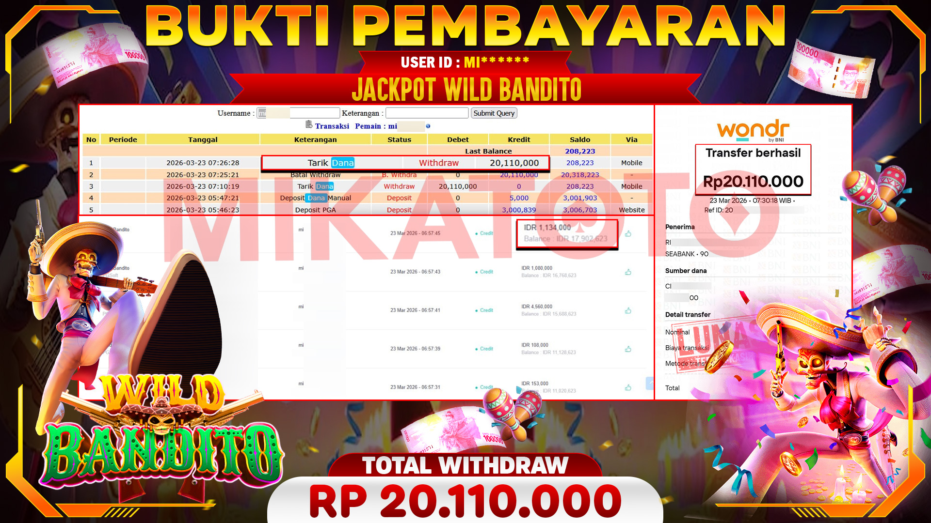 🏆 SELAMAT KEPADA PEMENANG JACKPOT DI Wild Bandito  - PGSoft 20,110,000🏆