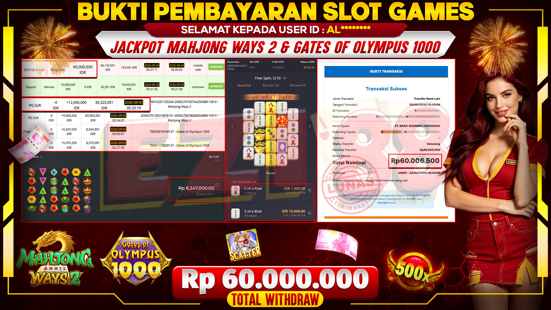 JACKPOT MAHJONG WAYS 2 & GATES OF OLYMPUS 1000