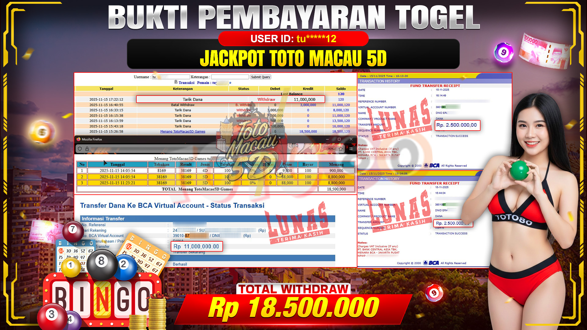 🎉 TOTO80 – JACKPOT TOGEL MACAU 5D RP.18,500,000,- TELAH DIBAYARKAN! 🎉