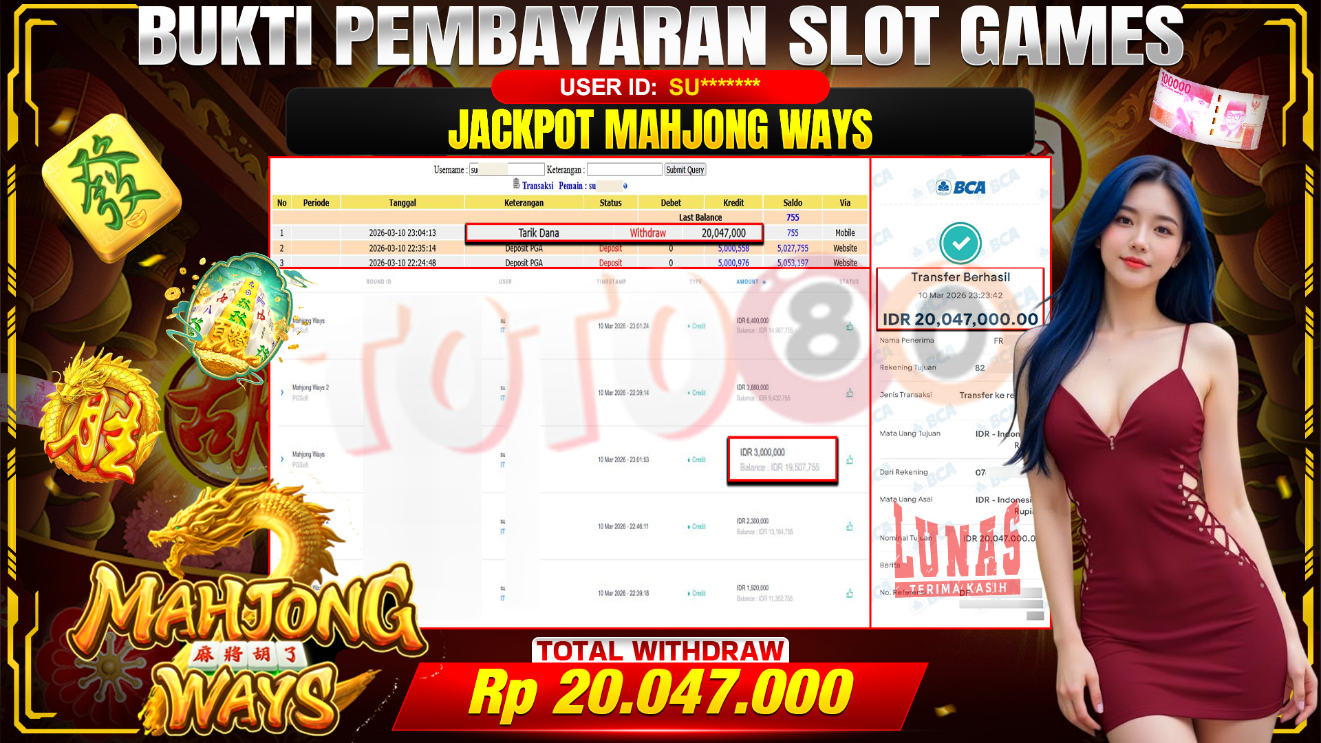 🎉 TOTO80 – JACKPOT SLOT MAHJONG WAYS  RP. 20,047,000,- TELAH DIBAYARKAN! 🎉