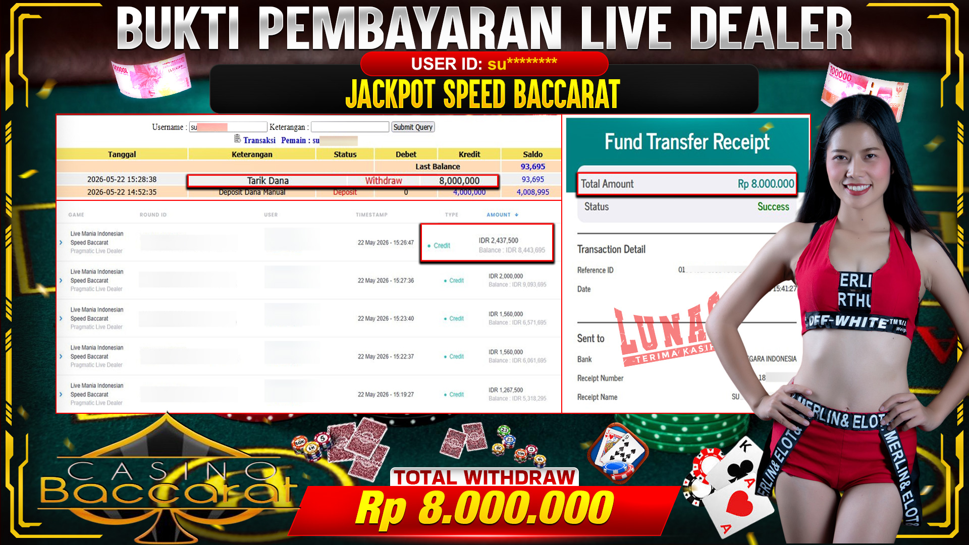 💰🎉 TOTO80 – JACKPOT SPEED BACCARAT RP.  8,000,000,-  TELAH DIBAYARKAN!🎉💰