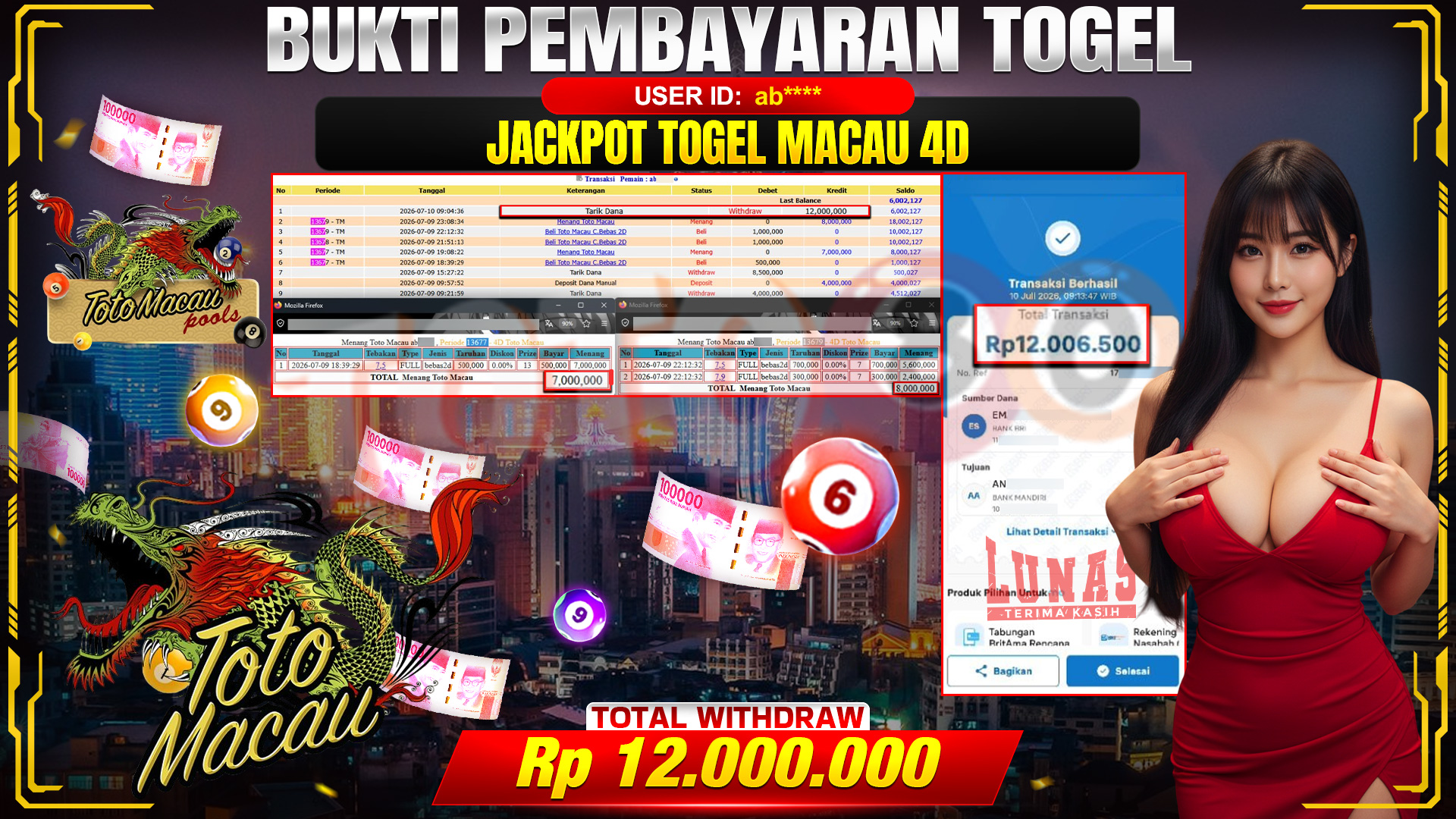 💰🎉 TOTO80 – JACKPOT TOGEL TOTO MACAU 4D RP. 12,000,000,- TELAH DIBAYARKAN!💰🎉
