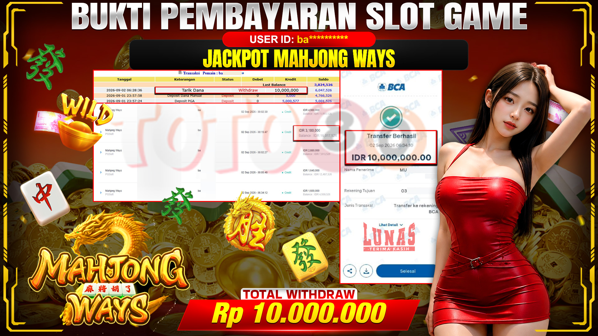 💰🎉 TOTO80 – JACKPOT SLOT MAHJONG  WAYS  RP. 10,000,000,-  TELAH DIBAYARKAN!💰🎉