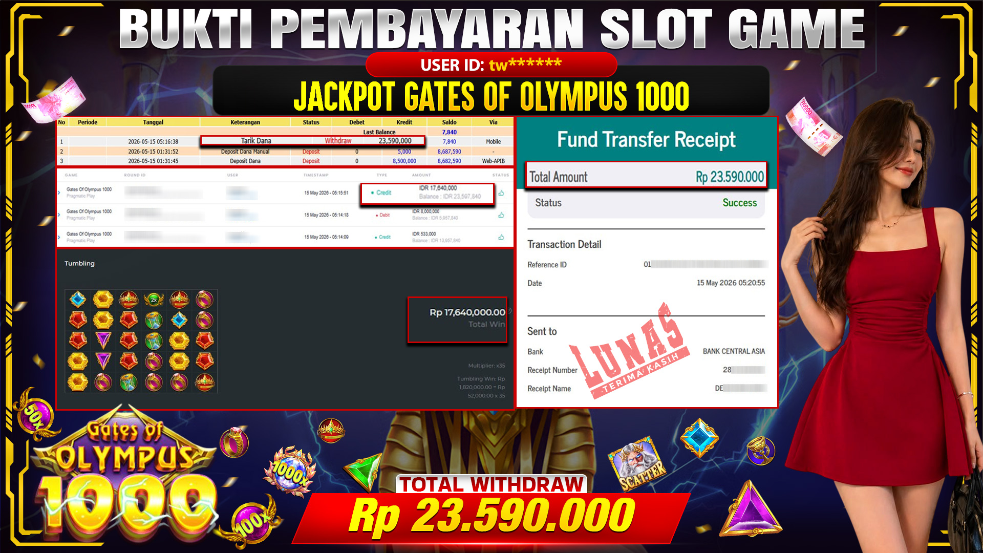 💰🎉 TOTO80 – JACKPOT SLOT GATES OF OLIMPUS 1000  RP. 23,590,000,- TELAH DIBAYARKAN!💰🎉
