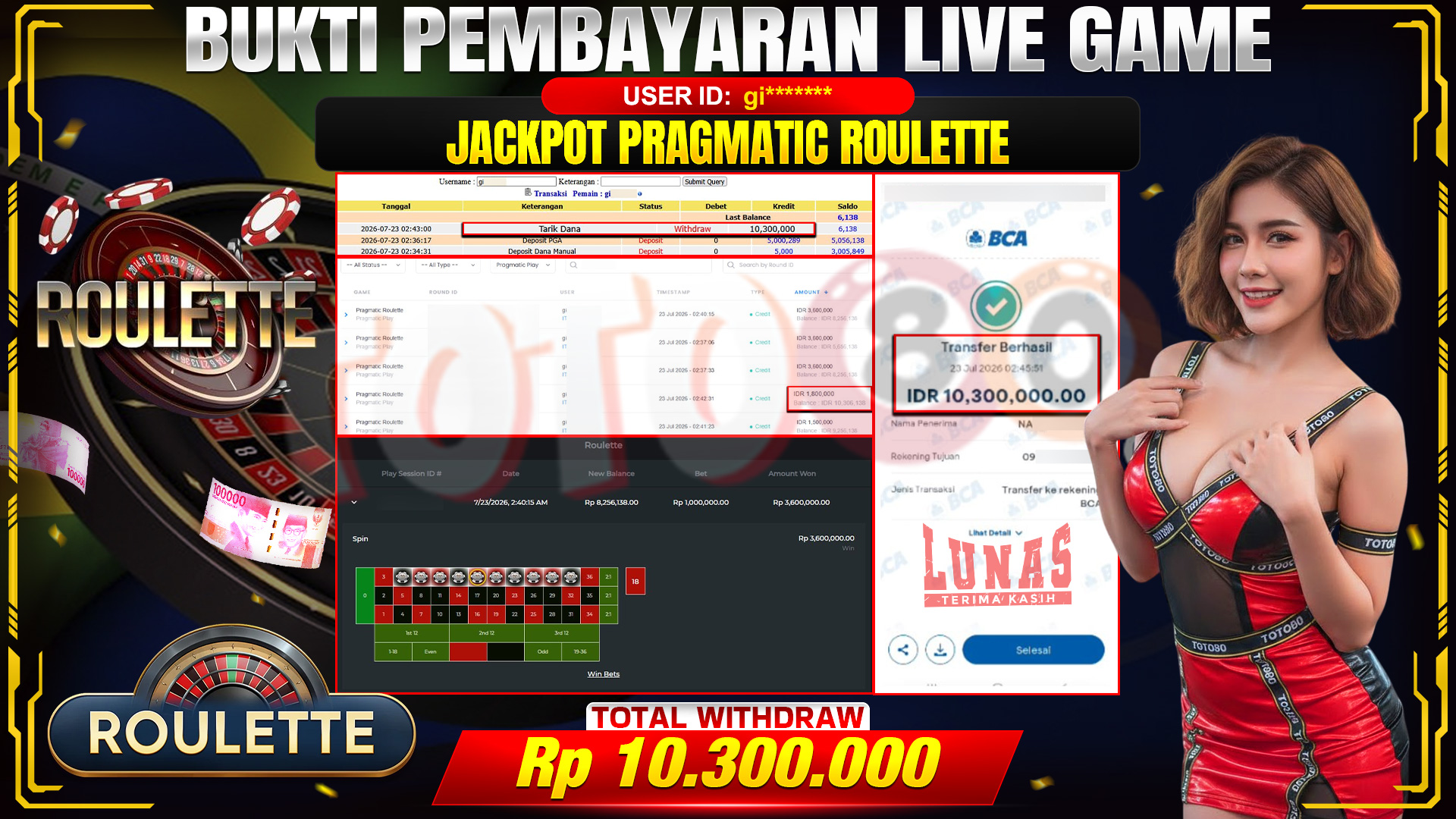 💰🎉 TOTO80 – JACKPOT ROULETTE RP. 10,300,000,- TELAH DIBAYARKAN!💰🎉