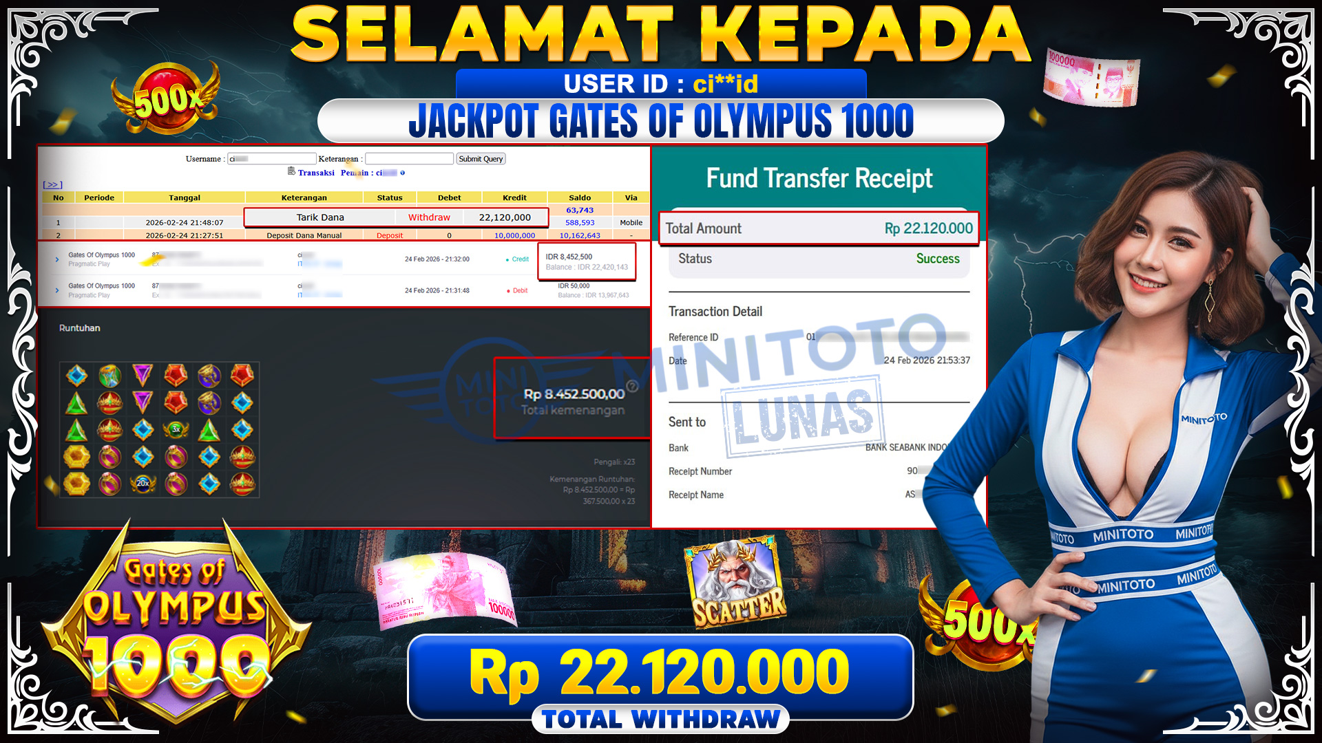 BUKTI JACPOT Gates Of Olympus 1000 - Pragmatic Play