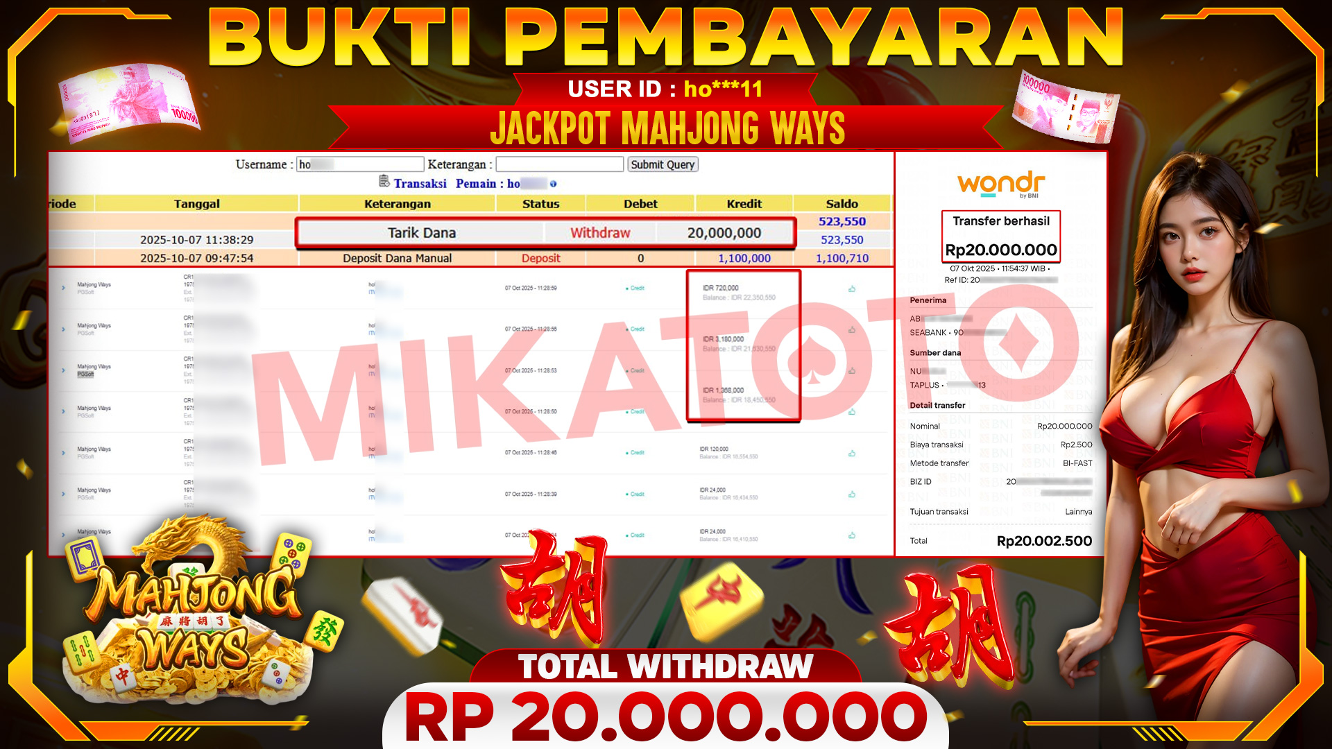 🏆 SELAMAT KEPADA PEMENANG JACKPOT DI Mahjong Ways - PGSoft 20,000,000🏆