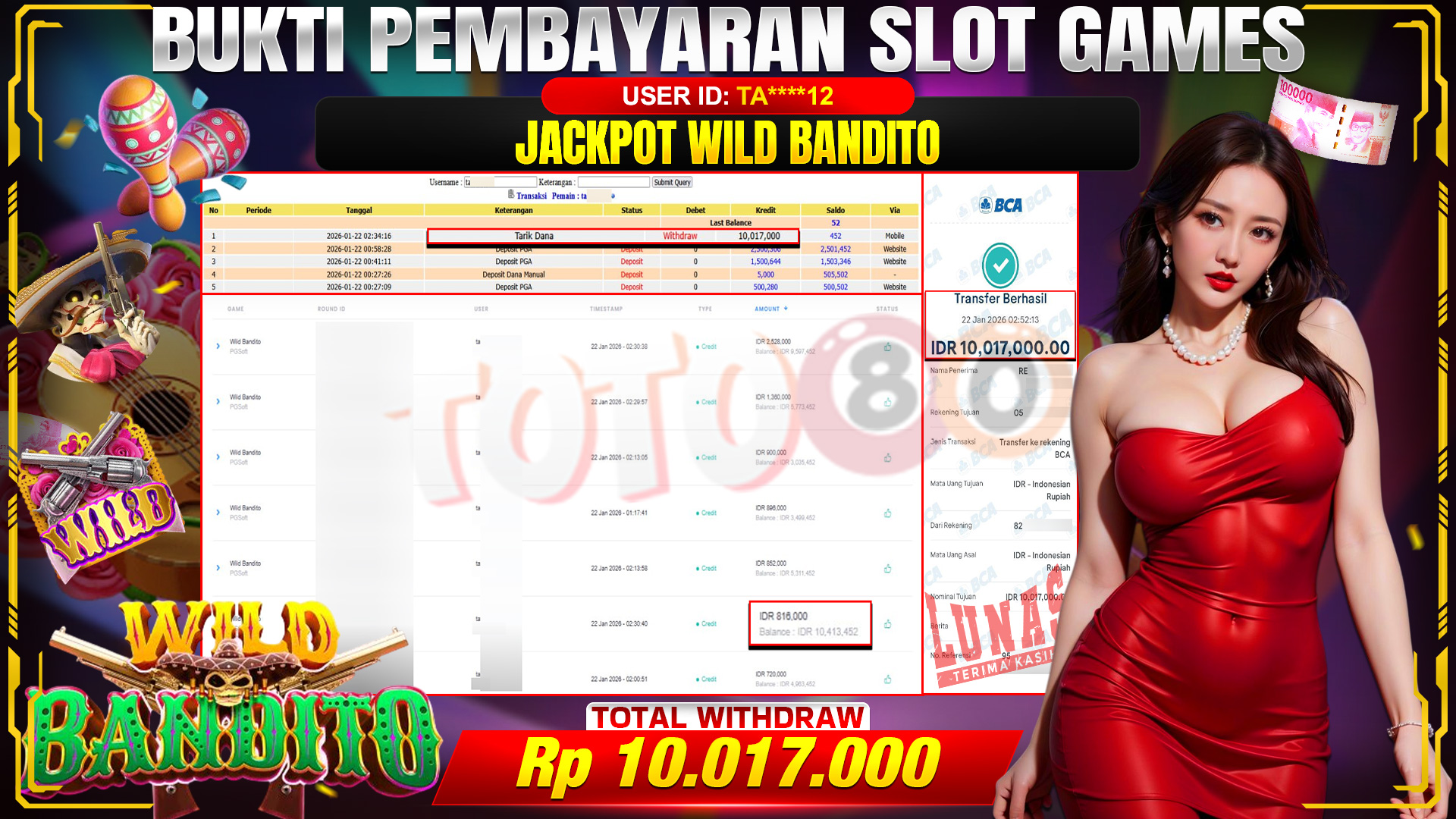 🎉 TOTO80 – JACKPOT SLOT WILD BANDITO RP. 10,017,000,- TELAH DIBAYARKAN! 🎉