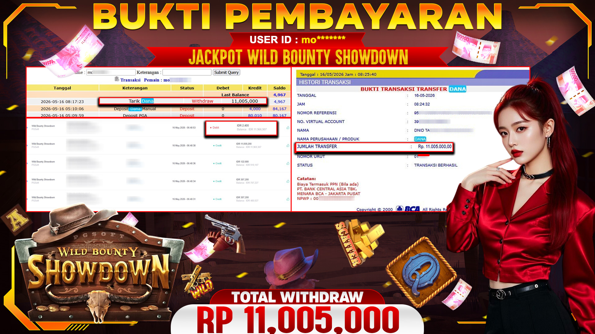 🏆 SELAMAT KEPADA PEMENANG JACKPOT DI Wild Bounty Showdown - PGSoft 11,005,000🏆
