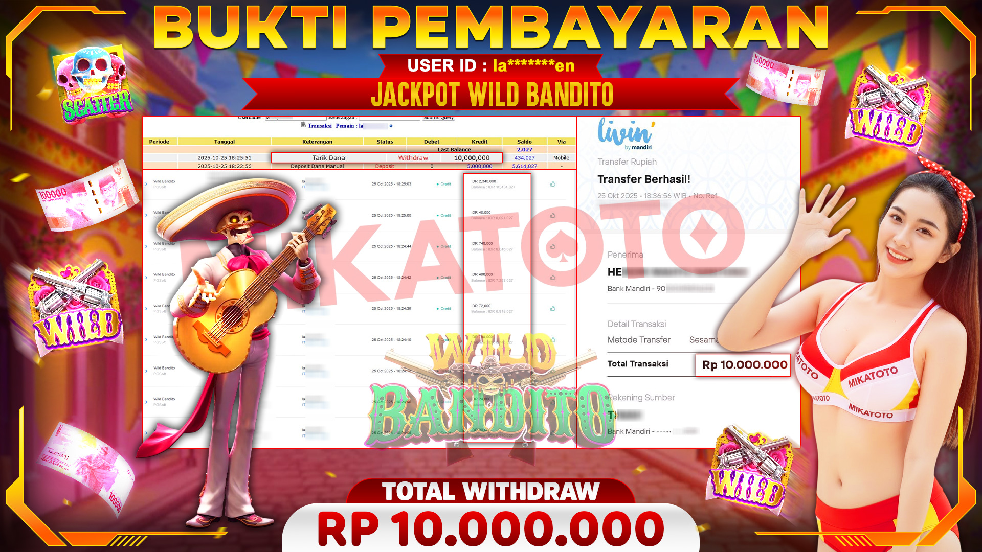 🏆 SELAMAT KEPADA PEMENANG JACKPOT DI Wild Bandito  - PGSoft 10,000,000🏆