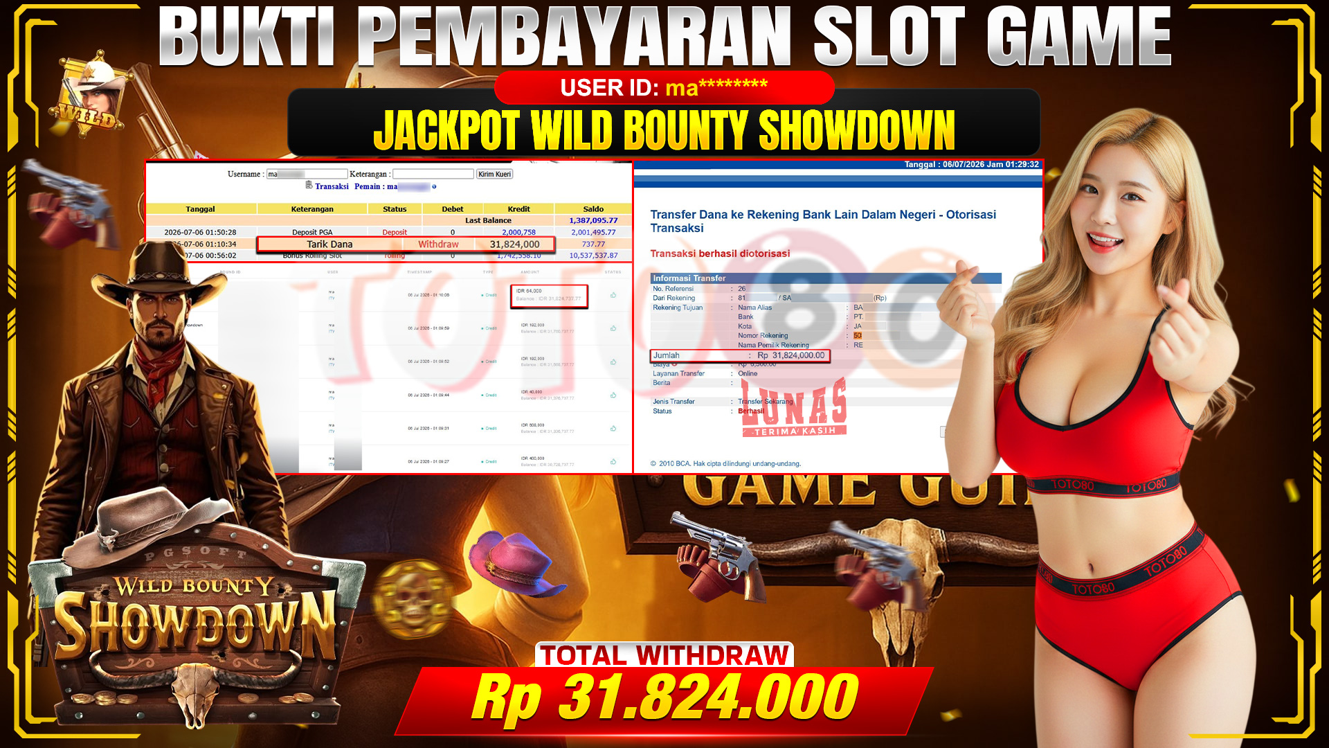 💰🎉 TOTO80 – JACKPOT SLOT WILD BOUNTY SHOWDOWN  RP. 31.824.000,- TELAH DIBAYARKAN!💰🎉