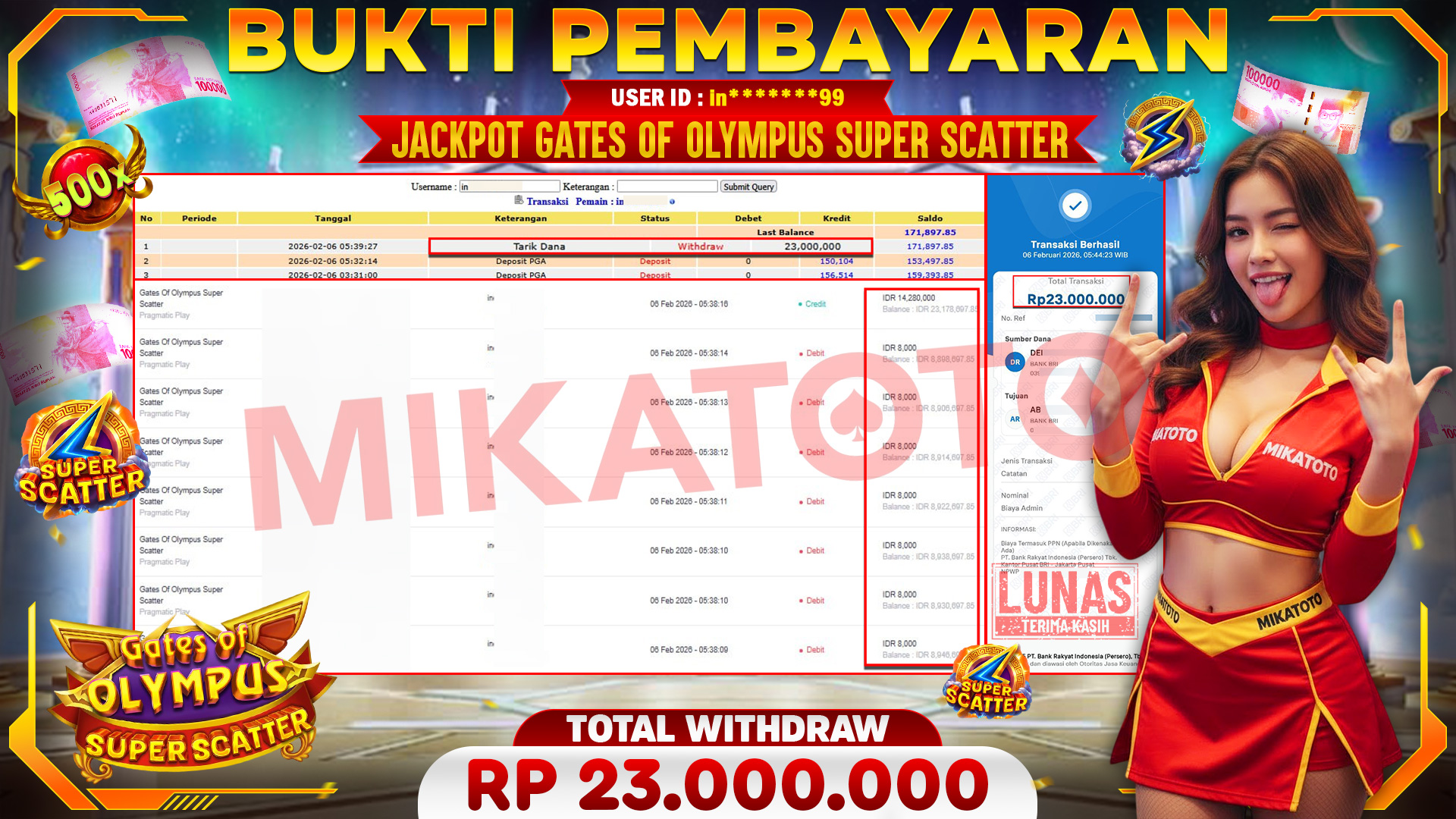 🏆 SELAMAT KEPADA PEMENANG JACKPOT DI Gates Of Olympus Super Scatter - Pragmatic Play 23,000,000🏆