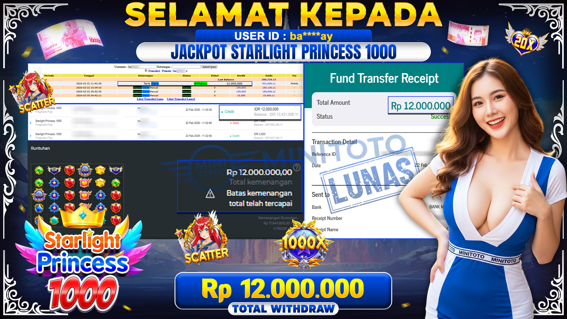 JACKPOT SLOT Starlight Princess 1000 - Pragmatic Play