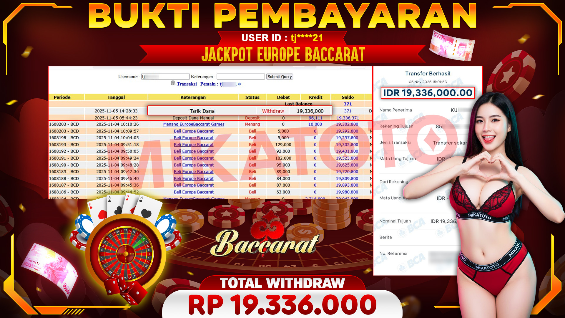 🏆 SELAMAT KEPADA PEMENANG JACKPOT DI Europe Baccarat - IDNSLOT 19,336,000🏆