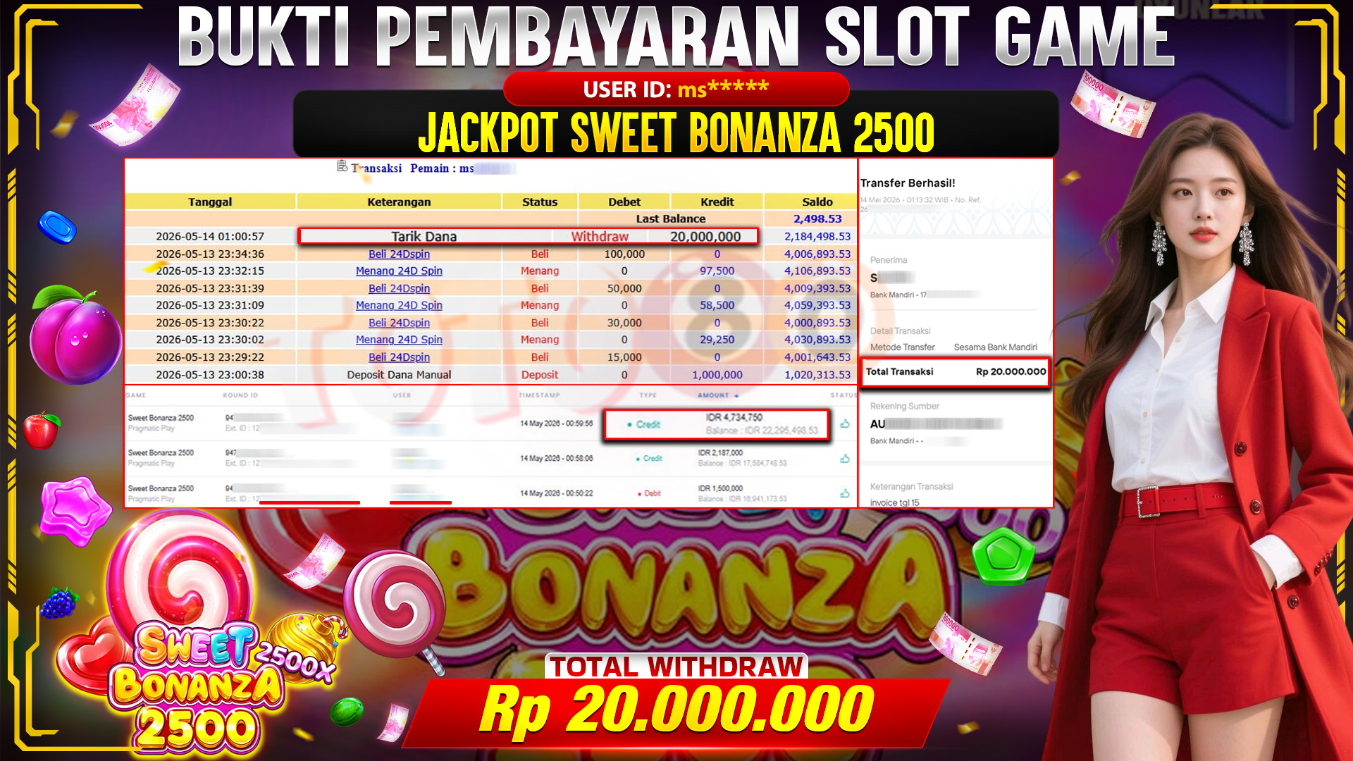 💰🎉  TOTO80 – JACKPOT SLOT SWEET BONANZA 2500 RP. 20,000,000,- TELAH DIBAYARKAN! 💰🎉 