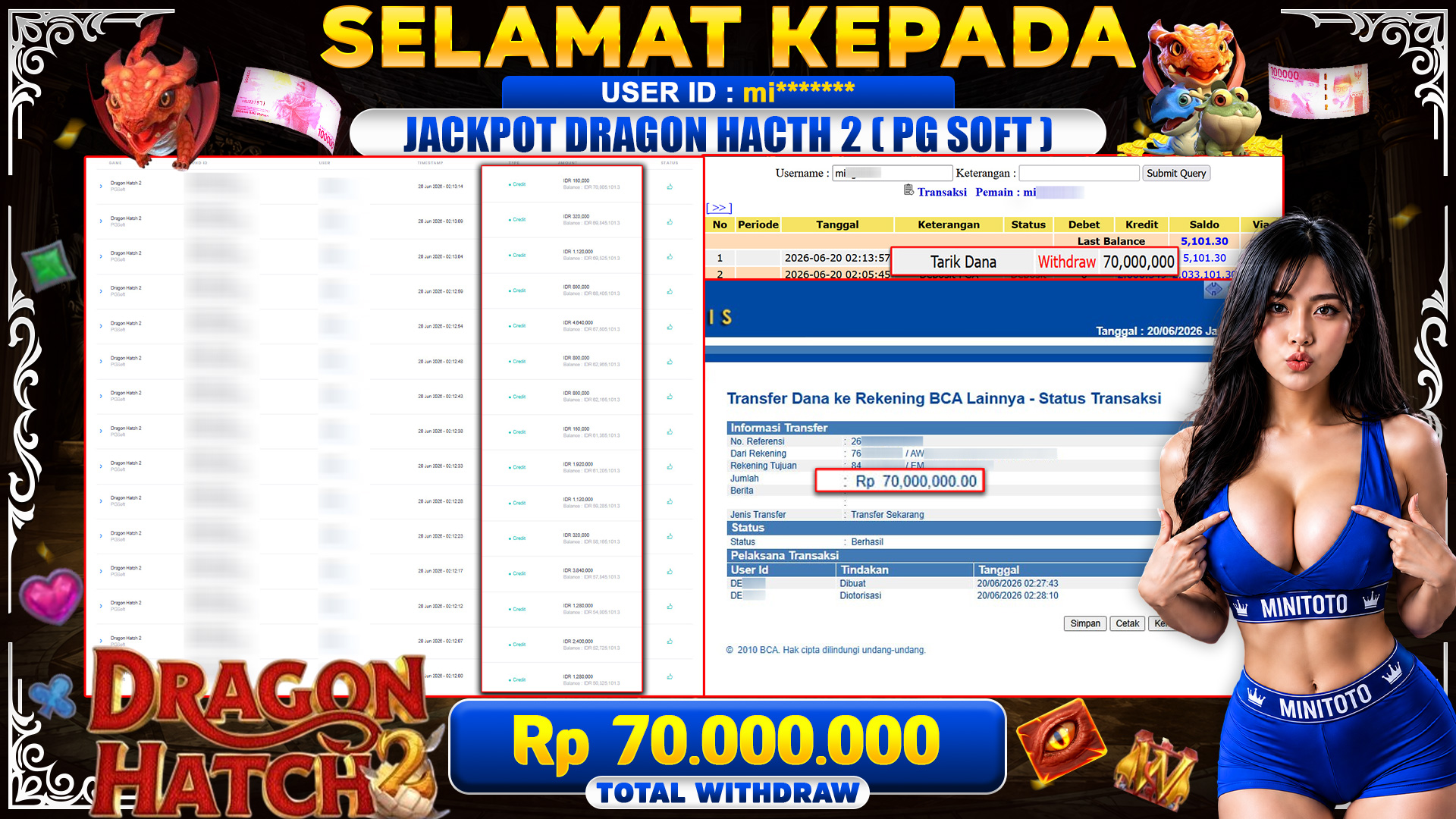 BUKTI JACKPOT DRAGON HATCH 2- PG SOFT