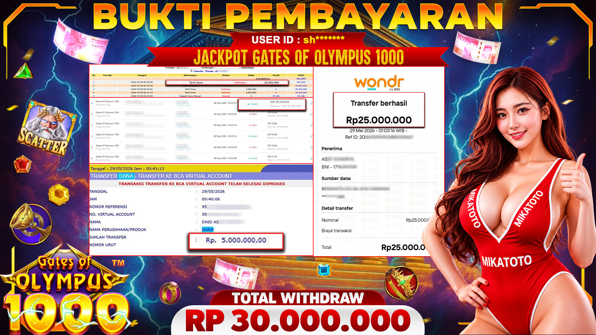 🏆 SELAMAT KEPADA PEMENANG JACKPOT DI Gates Of Olympus 1000 - Pragmatic Play 30,000,000🏆