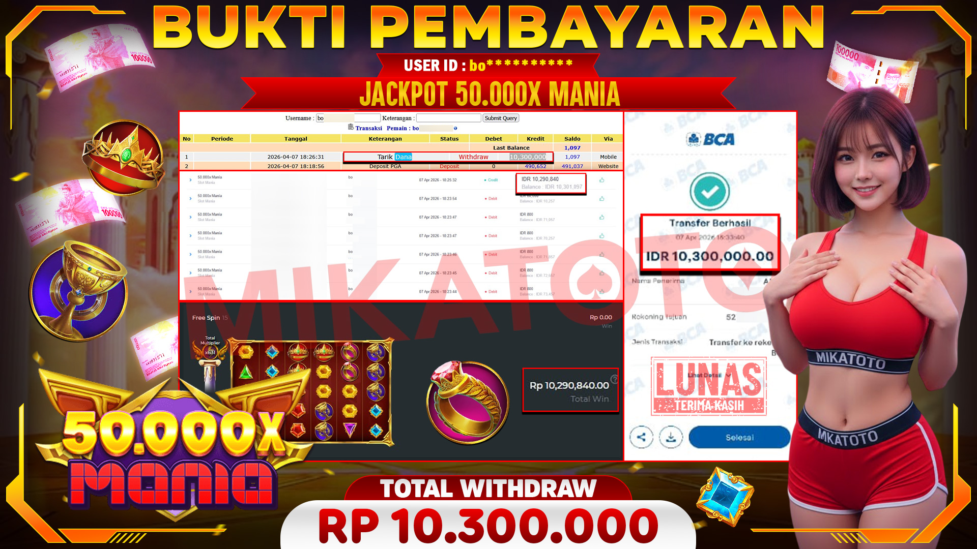 🏆 SELAMAT KEPADA PEMENANG JACKPOT DI 50.000x Mania - Slot Mania 10,300,000🏆