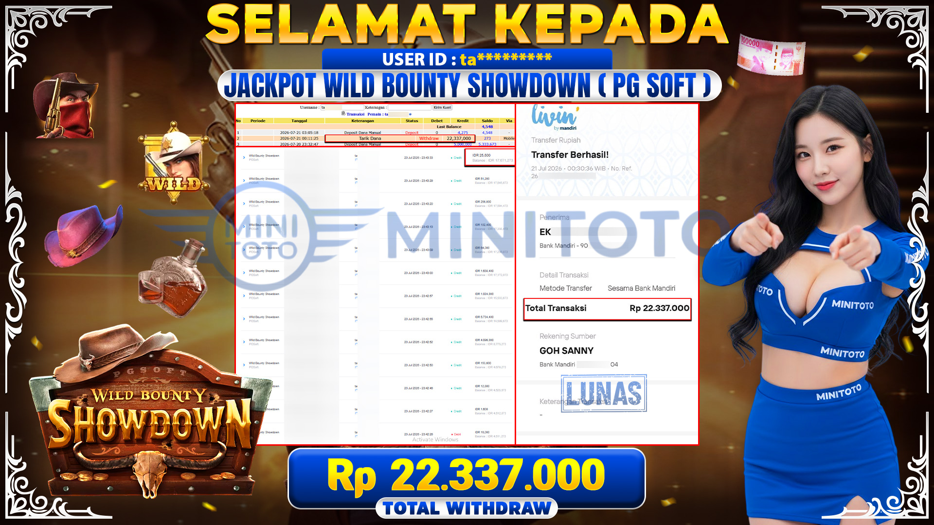 BUKTI JACKPOT WILD BOUNTY SHOWDOWN -PG SOFT