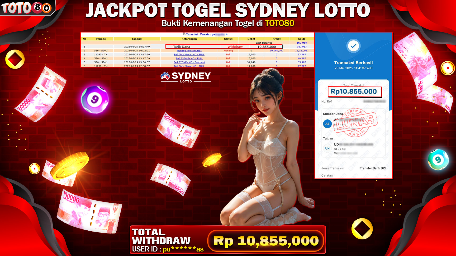 TOTO80 JACKPOT TOGEL SYDNEY LOTTO RP 10.855.000,- LUNAS